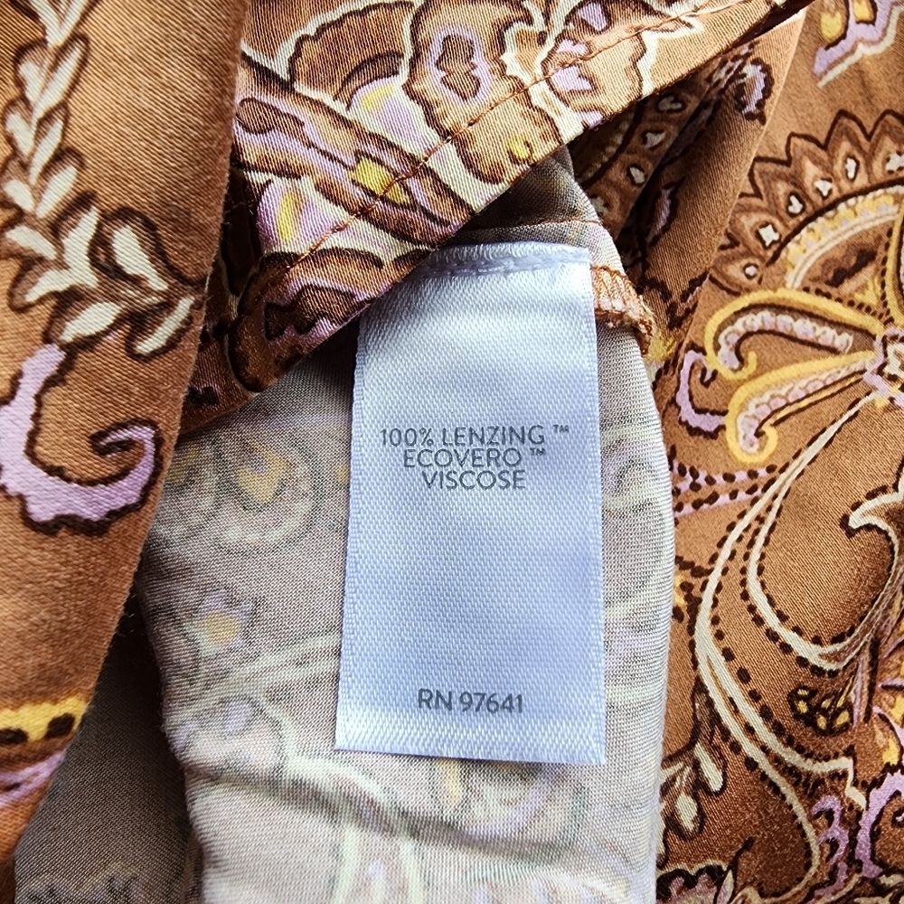 NWT $99 J Jill Paisley Print Blouse V-Neck Long Sleeve Tunic Top Brown Size M - Picture 14 of 14